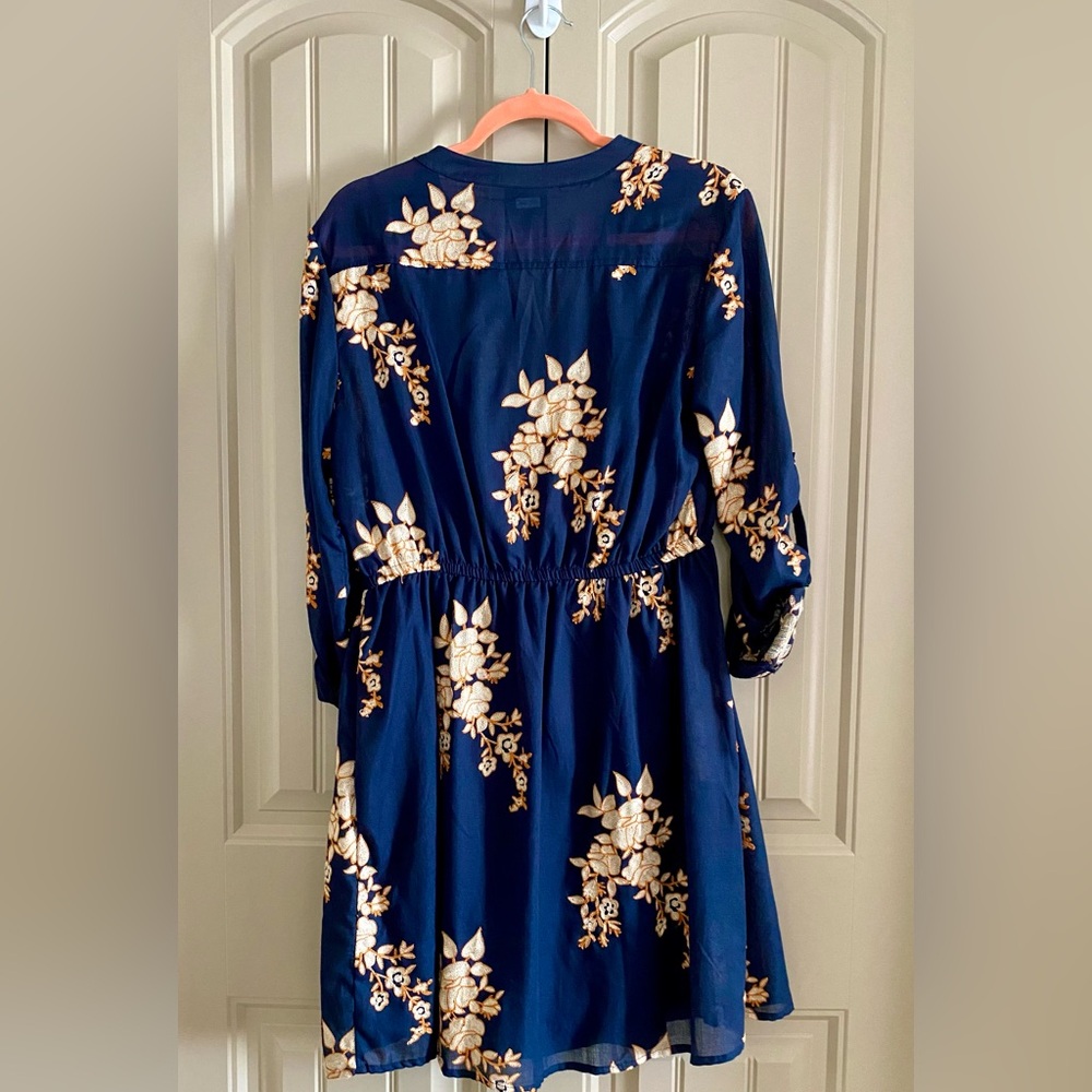 ECI New York Navy Blue Summer Dress with Floral Embroidery - Picture 2 of 6